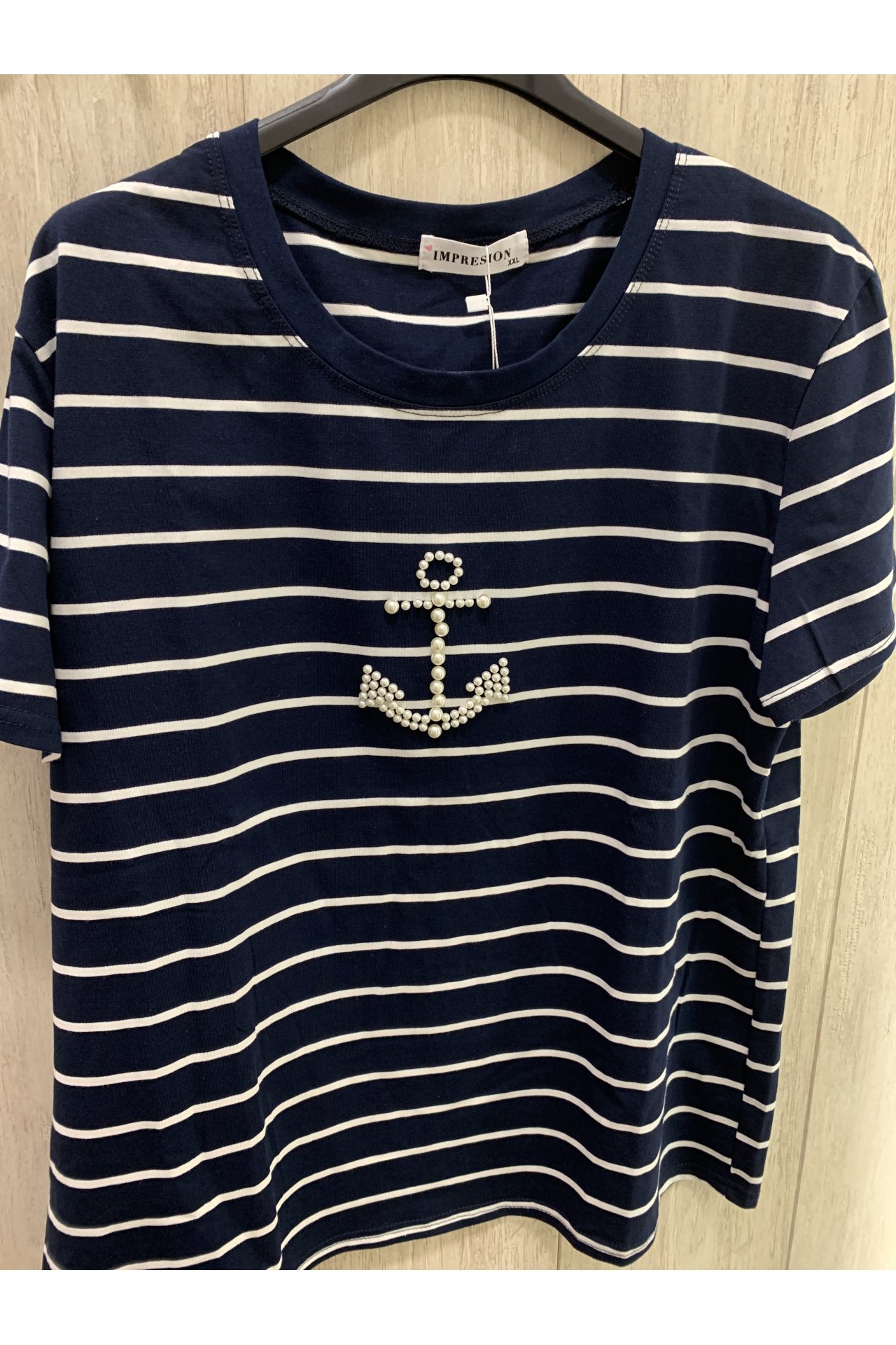 CAMISETA RAYAS ANCLA PERLAS