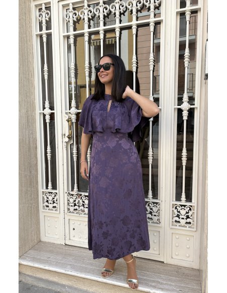 VESTIDO VOLANTE SATÉN FLORES