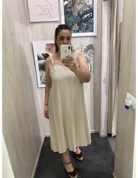 VESTIDO MIDI DETALLE DORADO