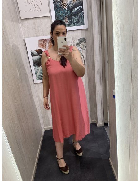 VESTIDO MIDI DETALLE DORADO