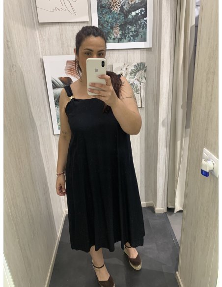 VESTIDO MIDI DETALLE DORADO
