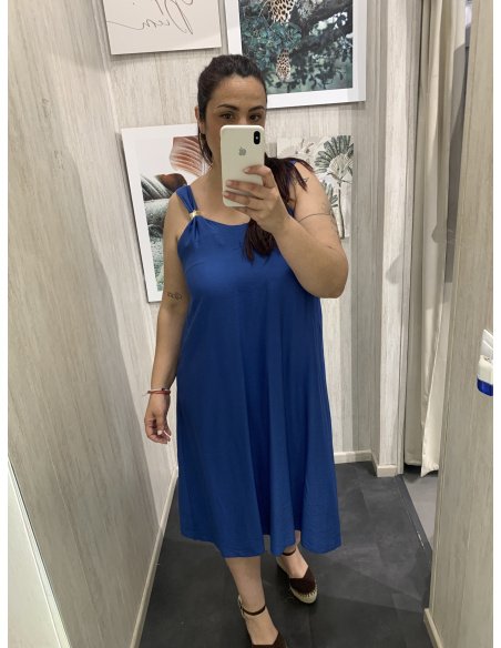 VESTIDO MIDI DETALLE DORADO