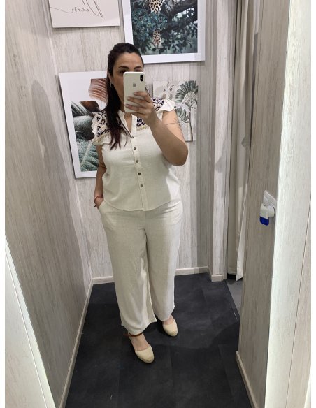 PANTALÓN EFECTO LINO BOTONES