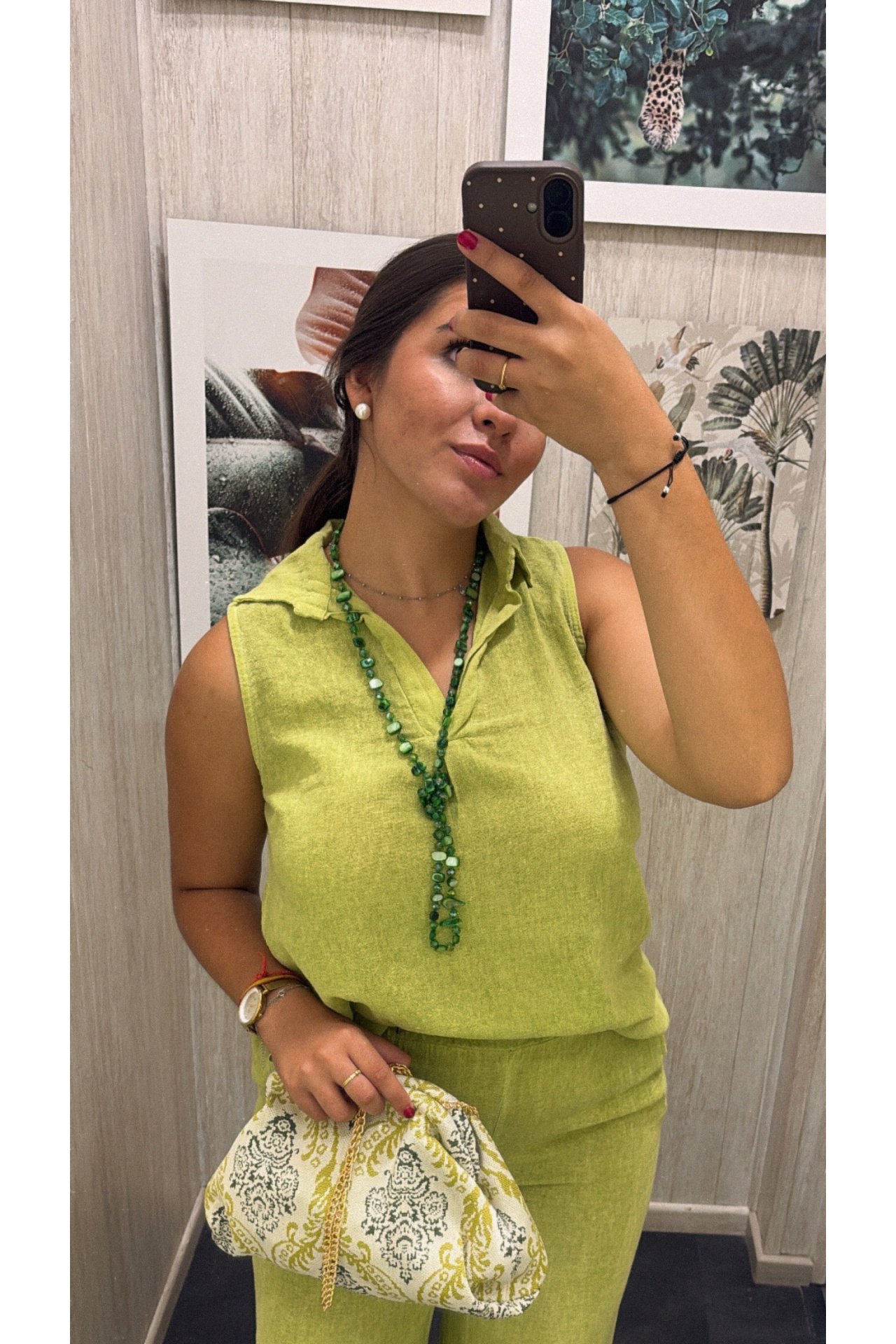 BLUSA EFECTO LINO ESCOTE PICO