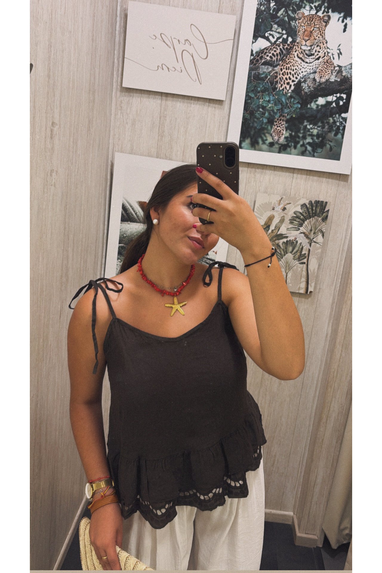BLUSA TIRANTES EFECTO LINO ENCAJE