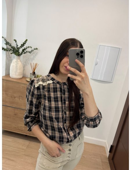 CAMISA CUADROS BORDADA
