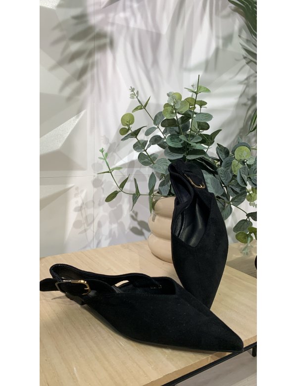 ZAPATO DESTALONADO NEGRO ANTE