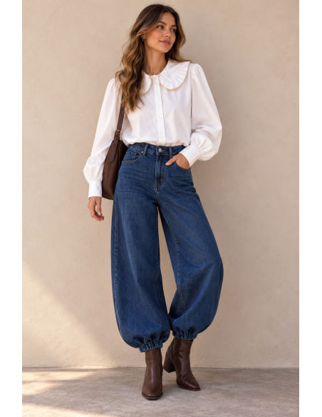 CAMISA CUELLO VOLANTE BORDADO