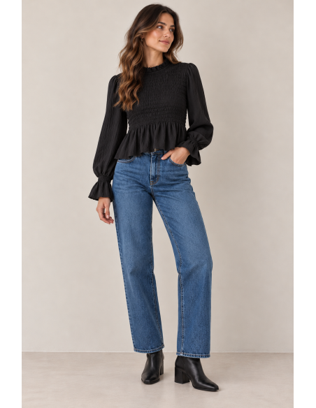BLUSA NIDO DE ABEJA VOLANTE